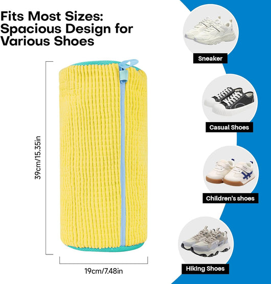 Shoe Washing Machine Bag: Laundry Shoe Bag for Washer and Dryer - 2Pc Reusable Shoe Cleaning Bag for Sneaker Tennis Shoes Unstain Cleaner Kit (Yellow 2Pcs)